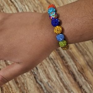 Mooreagamo Multi Color Stretch Rhinestone Bracelet